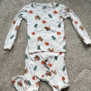 Carters Thanksgiving Thankful for You Turkey Pumpkin Leaves Pajamas size 7